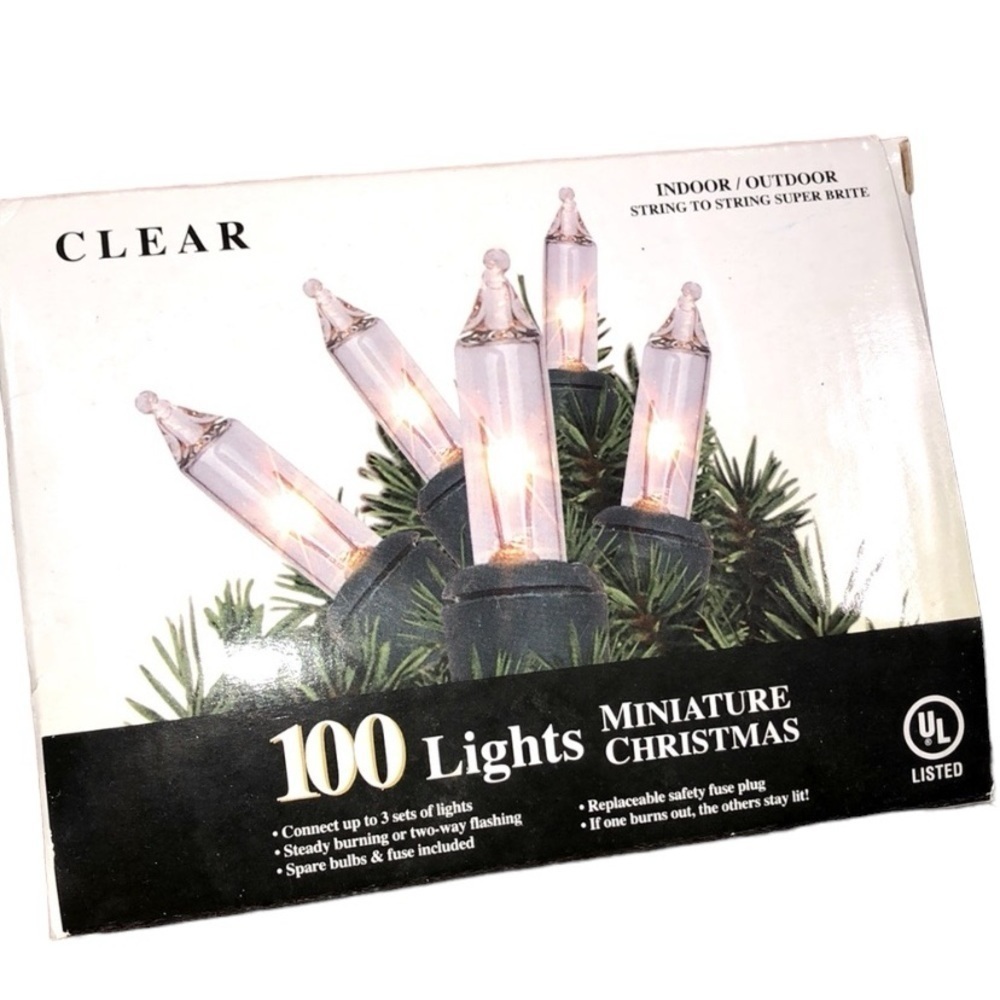 Christmas ornaments & clear lights set
